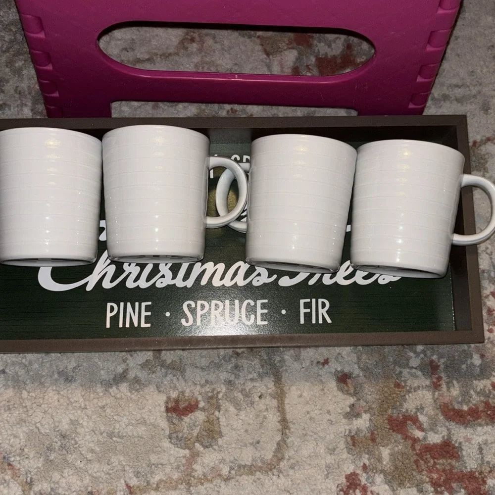 Crate&Barrel White Mugs Set Of Four
